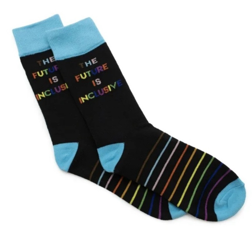 NWT The Future is Inclusive Rainbow Gay Pride Apparel Socks 1 Pair Crew Length